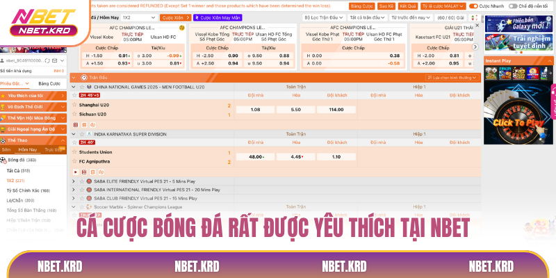 Cá cược bóng đá rất được yêu thích tại NBET