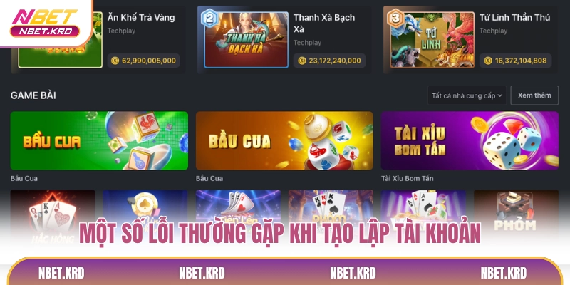 Một số lỗi thường gặp khi tạo lập tài khoản