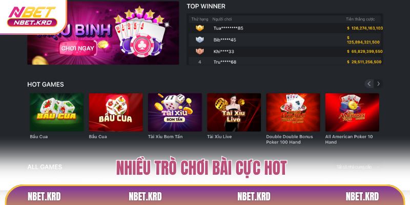 Nhiều trò chơi bài cực hot