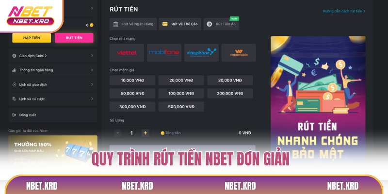 Quy trình rút tiền NBET đơn giản